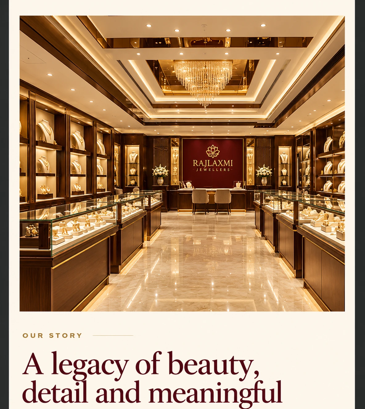Warmly lit jewellery showroom editorial image